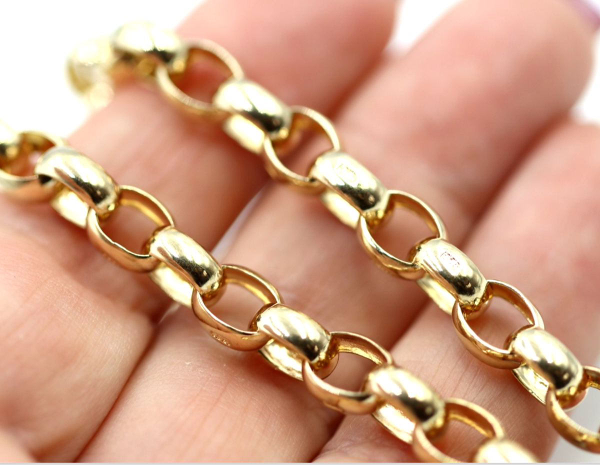 Genuine 9ct 9k Yellow Gold 375 Heavy Oval Belcher Necklace Chain 50cm