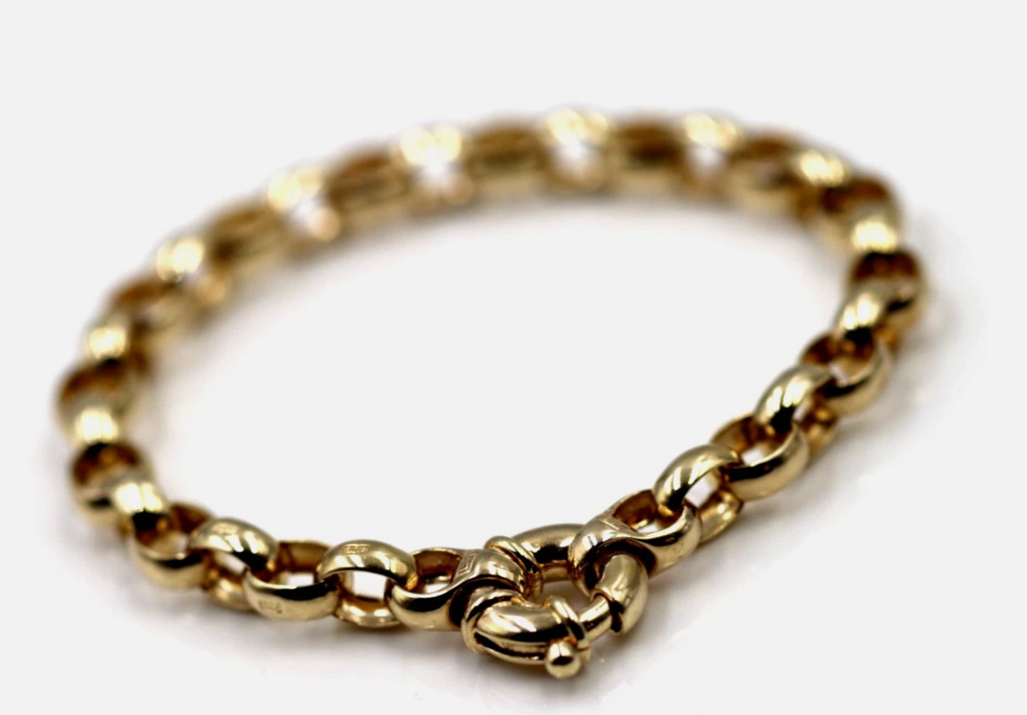 Genuine 19cm 9ct 9kt 375 Solid Yellow Gold Solid Oval Belcher Bracelet