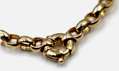 Genuine 19cm 9ct 9kt 375 Solid Yellow Gold Solid Oval Belcher Bracelet