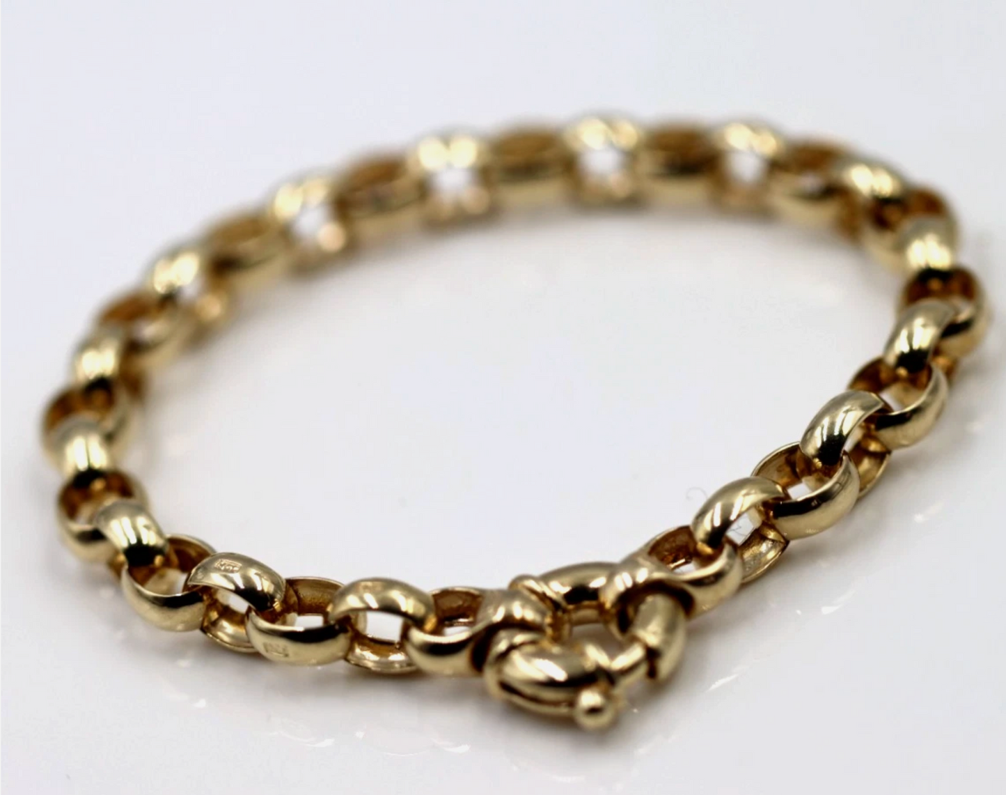 Genuine 19cm 9ct 9kt 375 Solid Yellow Gold Solid Oval Belcher Bracelet