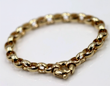 Genuine 19cm 9ct 9kt 375 Solid Yellow Gold Solid Oval Belcher Bracelet