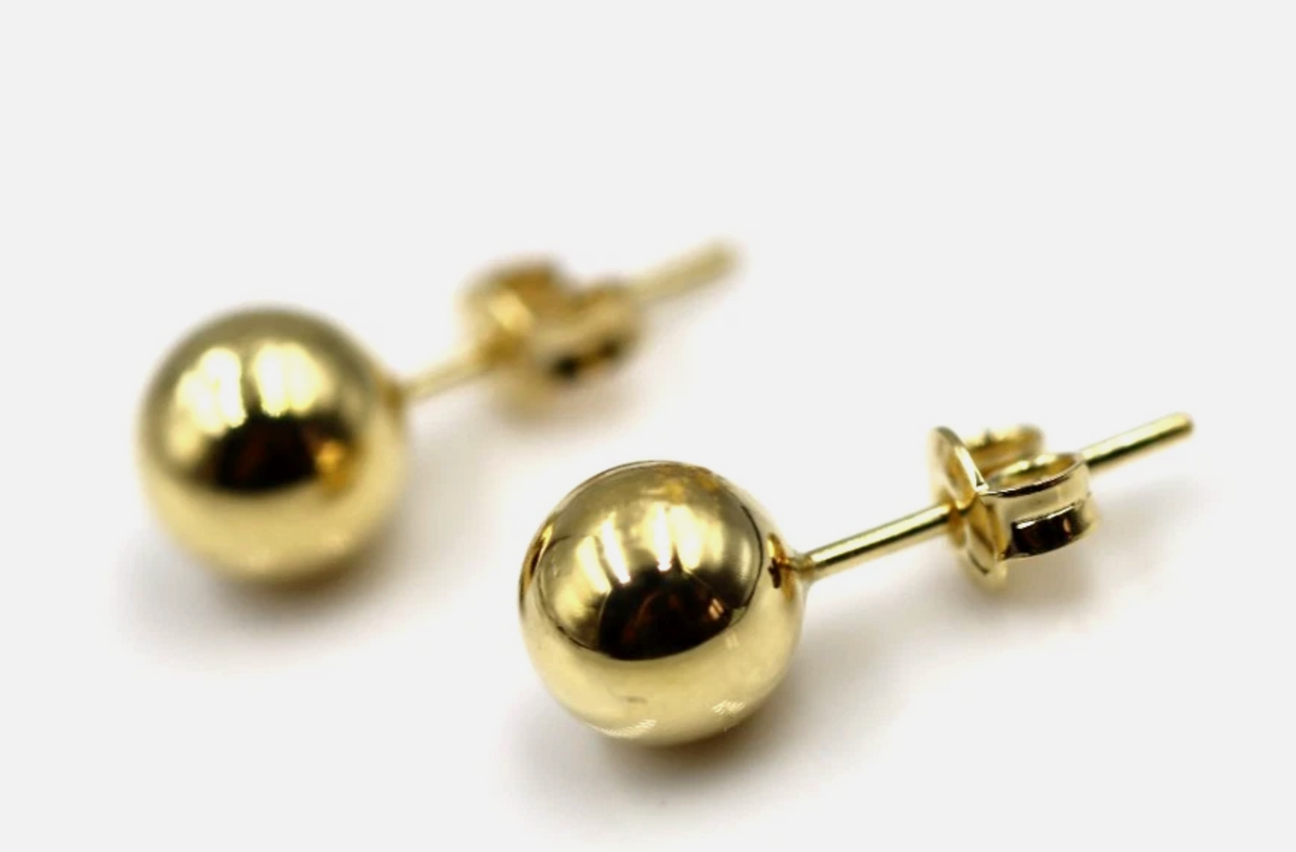 Genuine 18ct 18k 750 Yellow Gold 7mm Stud Full Ball Earrings