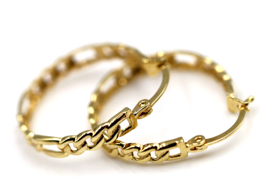 Genuine 18ct 18k 750 Chain Link 22mm Hoops Earrings