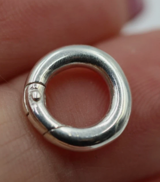 Sterling Silver 925 12mm Round Spring Circle Clasp Shortener Polished