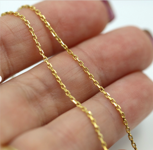 Genuine 18ct 18k 750 Yellow Gold Square Kerb Curb Chain 50cm Necklace Chain