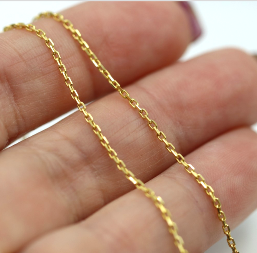 Genuine 18ct 18k 750 Yellow Gold Square Kerb Curb Chain 50cm Necklace Chain