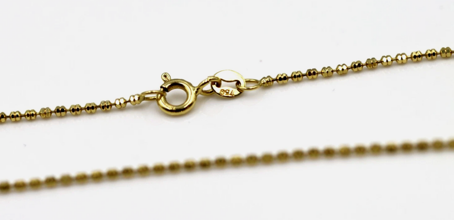 Genuine 18ct 18k 750 Yellow Gold Ball Bead Chain 45cm Necklace Chain