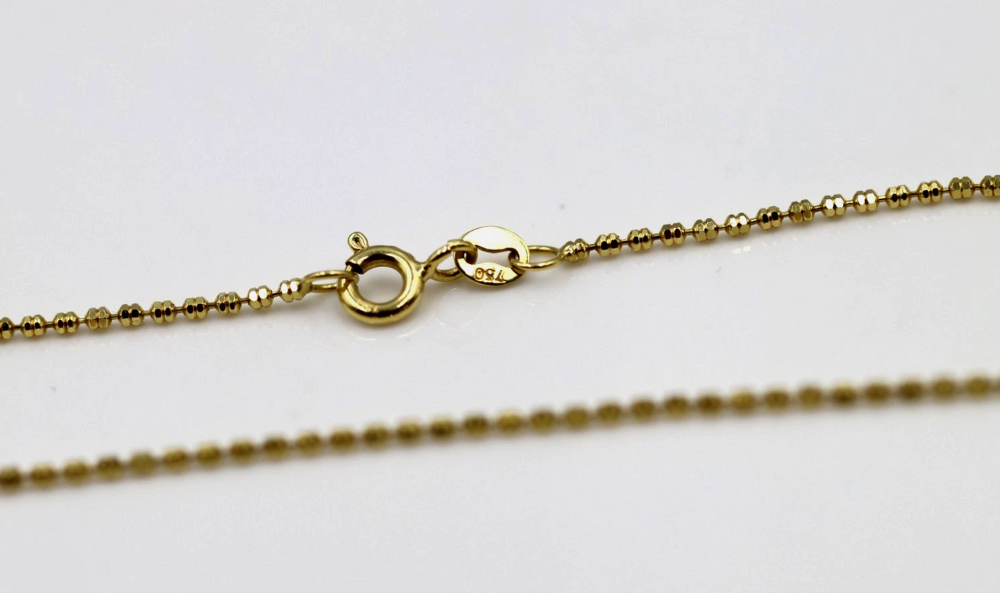 Genuine 18ct 18k 750 Yellow Gold Ball Bead Chain 45cm Necklace Chain