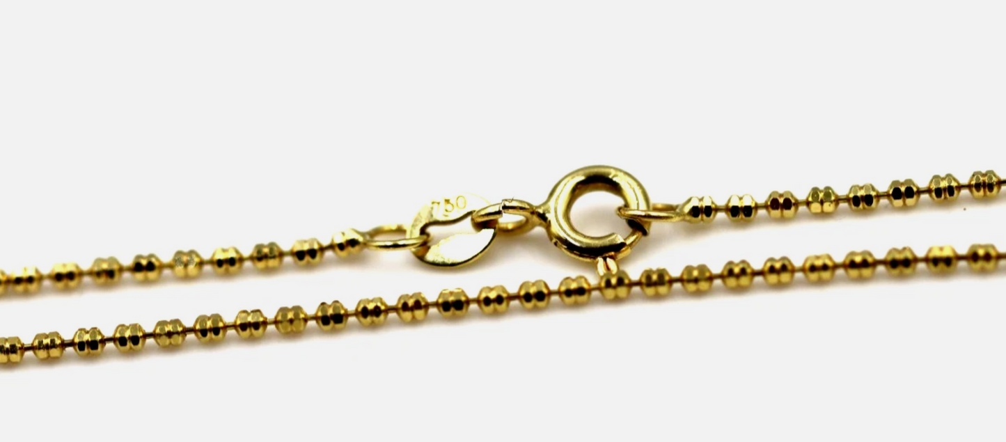 Genuine 18ct 18k 750 Yellow Gold Ball Bead Chain 45cm Necklace Chain