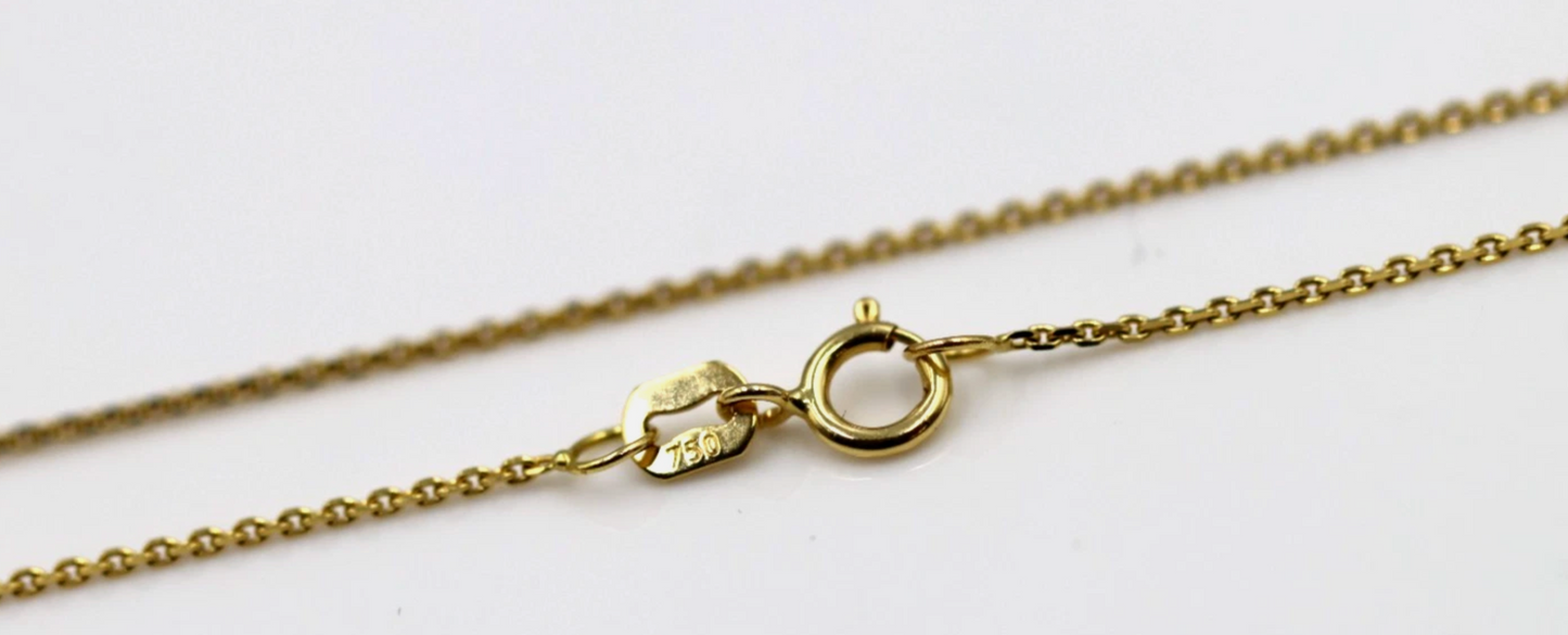 Genuine 18ct 18k 750 Yellow Gold Fine Cable Chain 50cm Necklace Chain