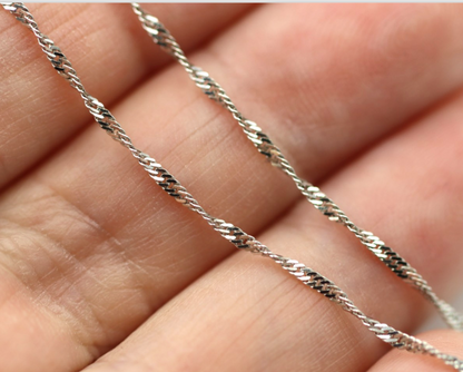 Genuine 9ct 9K 375 White Gold Singapore Chain Necklace 42cm or 45cm