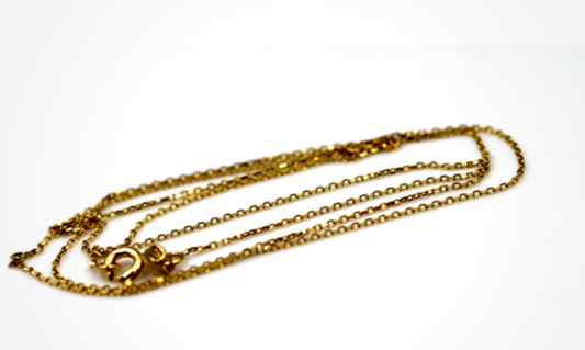 Genuine 18ct 18k 750 Yellow Gold Thin Cable Chain Necklace 1.29g 50cm