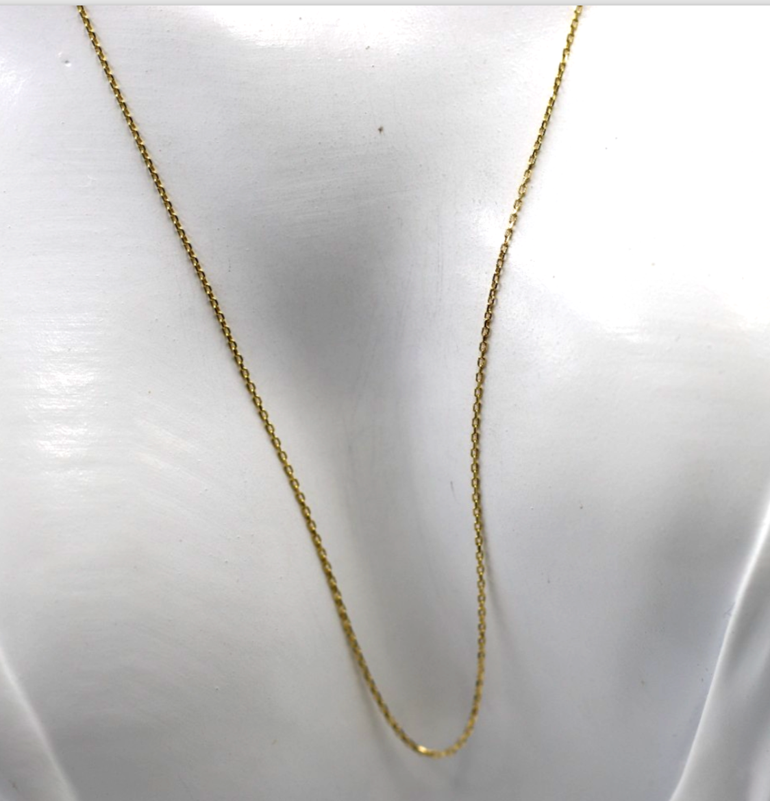 Genuine 18ct 18k 750 Yellow Gold Thin Cable Chain Necklace 1.29g 50cm
