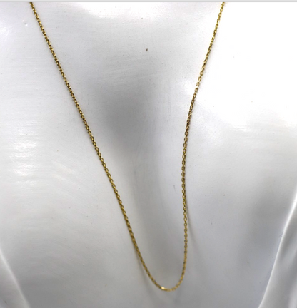 Genuine 18ct 18k 750 Yellow Gold Thin Cable Chain Necklace 1.29g 50cm
