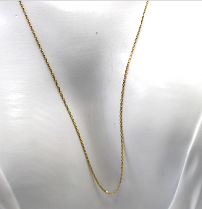 Genuine 18ct 18k 750 Yellow Gold Thin Cable Chain Necklace 1.29g 50cm