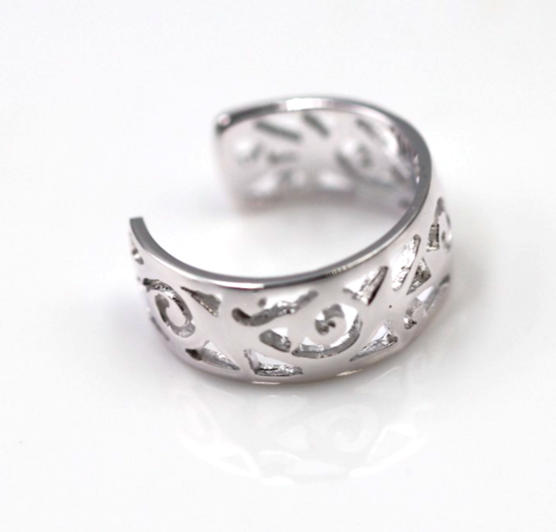 Kaedesigns, Genuine Sterling Silver 925 7mm Wide Filigree Toe Ring