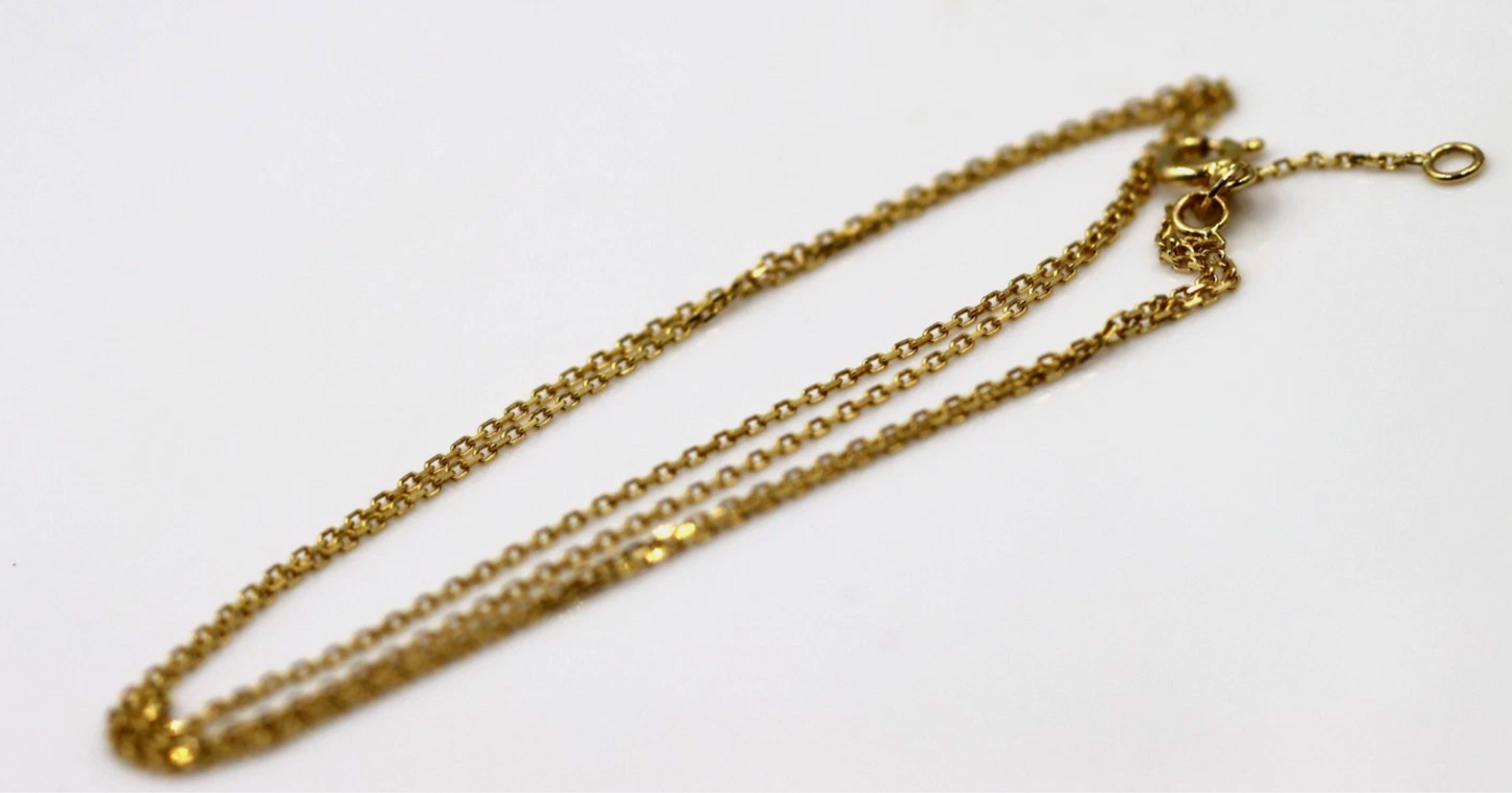 Genuine 50cm 18ct 18k 750 Yellow Gold Square Cable Necklace Chain 1.7g