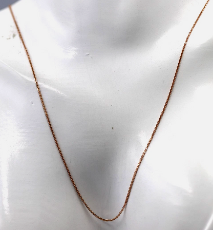 Genuine 18ct 18K 750 Rose Gold Cable Thin Chain Necklace 50cm 1.32g