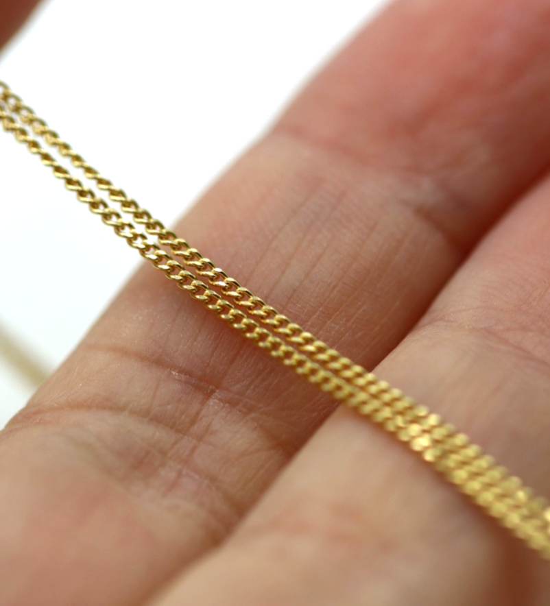 18ct 18K 750 Yellow Gold Kerb Curb Chain Necklace 50cm 2.66grams