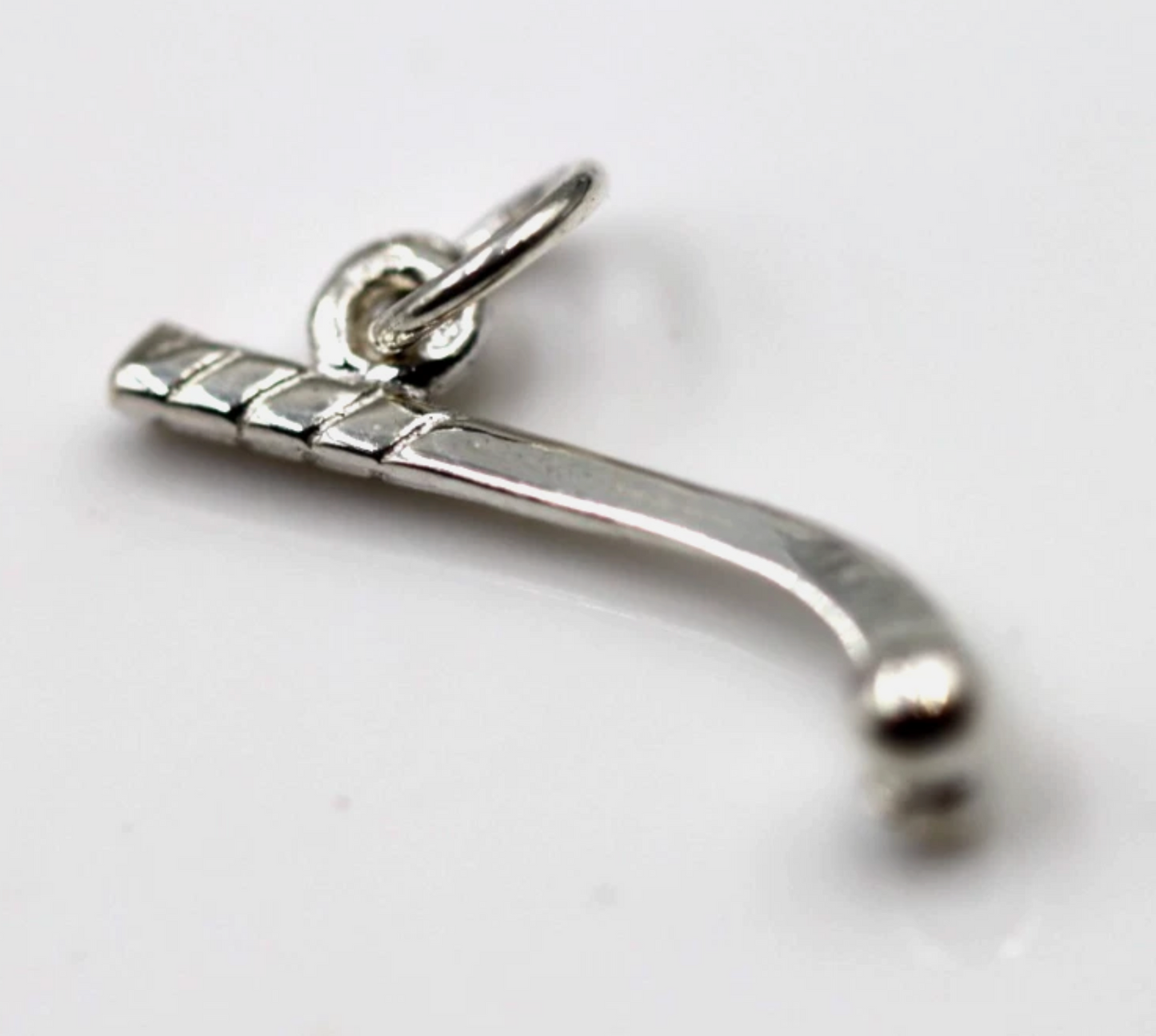 Sterling Silver 925 Hockey Stick + Ball Team Sports Charm Pendant