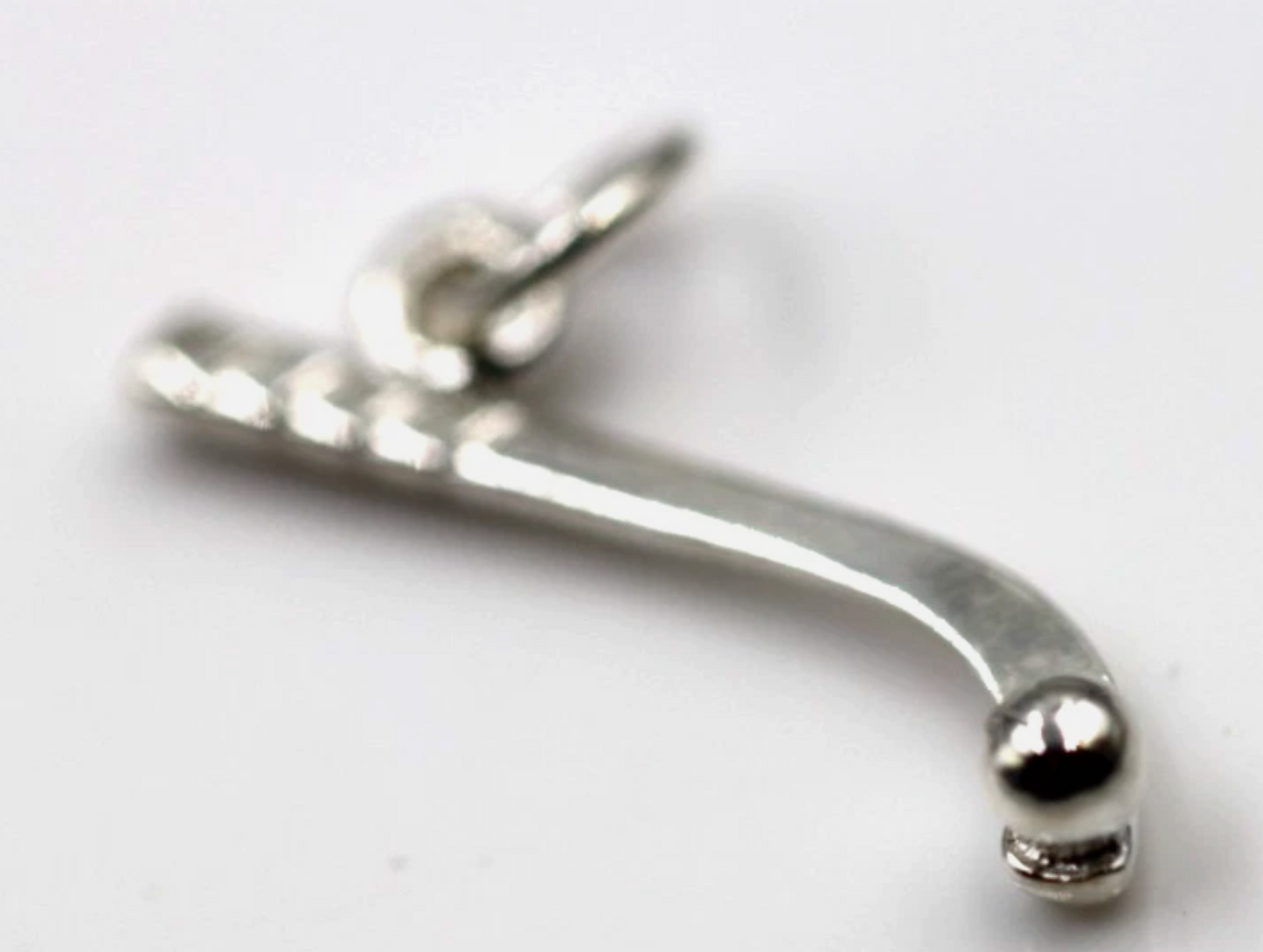 Sterling Silver 925 Hockey Stick + Ball Team Sports Charm Pendant