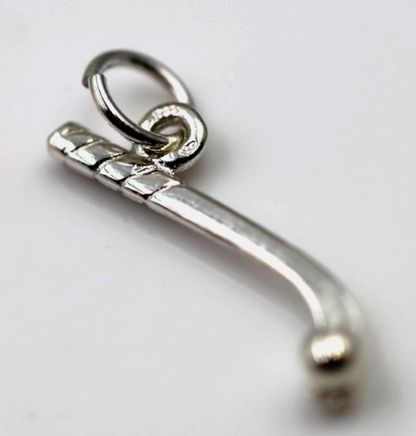 Sterling Silver 925 Hockey Stick + Ball Team Sports Charm Pendant