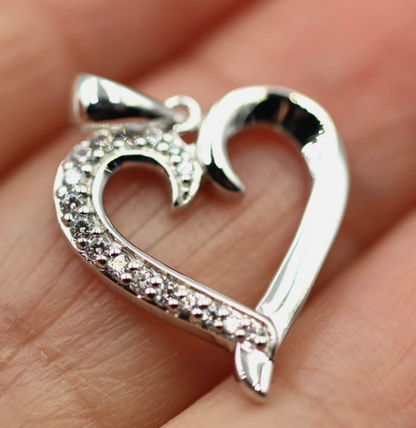 Kaedesigns New Genuine 9ct 9K 375 White Gold Open Heart Pendant