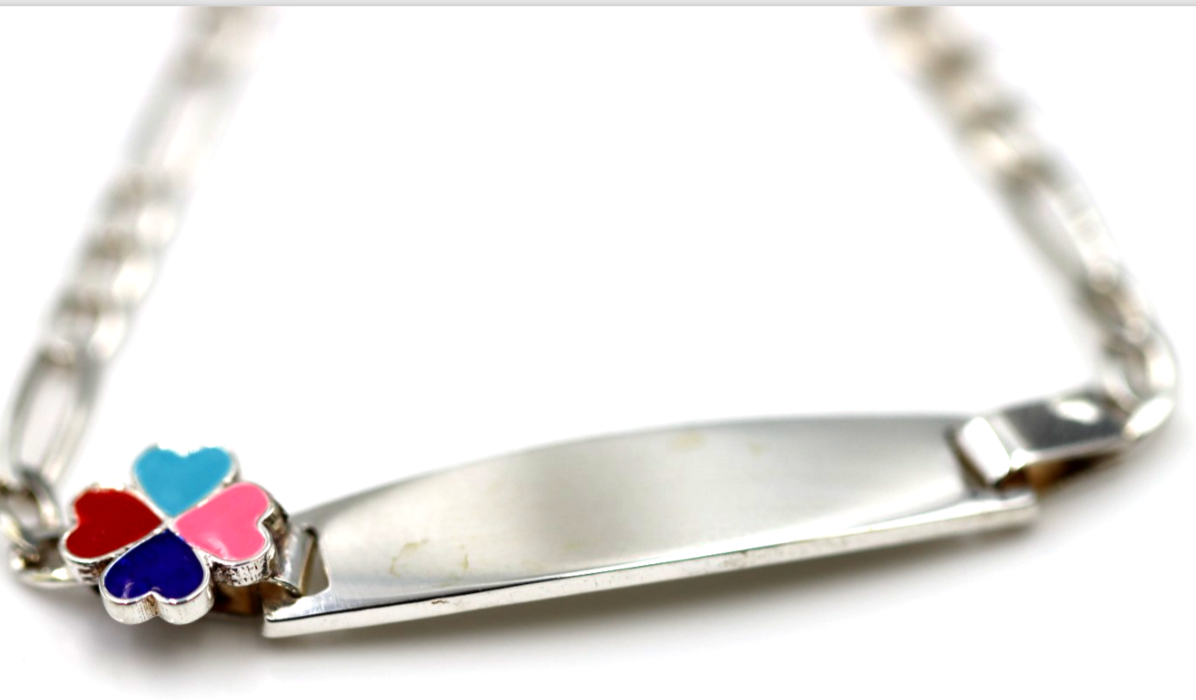 Sterling Silver 925 4 Leaf Clover Identity ID Bracelet 17cm long