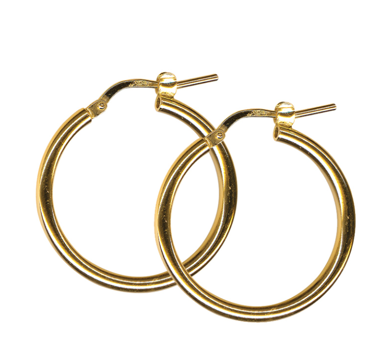 Genuine New Sterling Silver Gold Plated  925 Hoop Earrings Plain 20mm