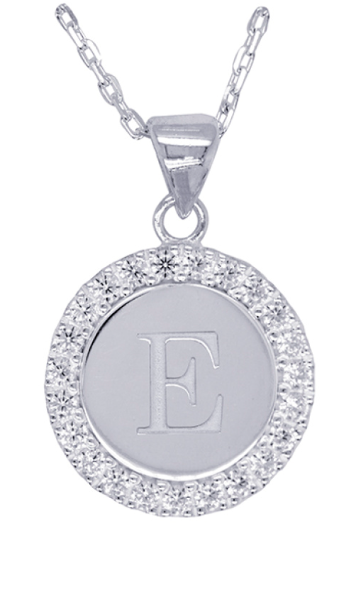 Sterling Silver 925 Cubic Zirconia Initial Pendant with 45cm Chain - Choose your initial