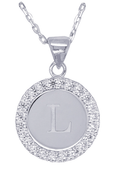 Sterling Silver 925 Cubic Zirconia Initial Pendant with 45cm Chain - Choose your initial