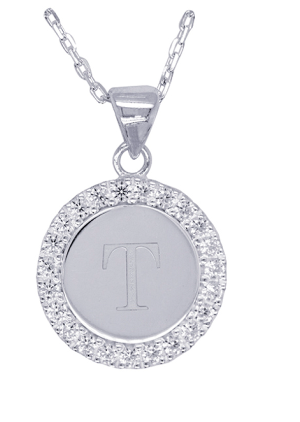 Sterling Silver 925 Cubic Zirconia Initial Pendant with 45cm Chain - Choose your initial