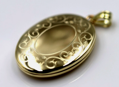Genuine 9ct 9k 375 Yellow Gold Patterned Oval Locket