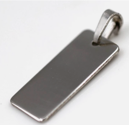 Solid 9ct 375 White Gold 20mm x 9mm Rectangle Engraving Shape Pendant