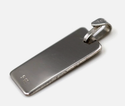 Solid 9ct 375 White Gold 20mm x 9mm Rectangle Engraving Shape Pendant