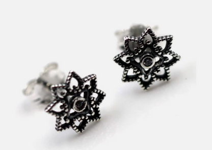 Sterling Silver 925 Small Flower Studs Earrings