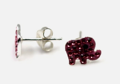Sterling Silver 925 Pink Crystal Elephant Studs Stud Earrings