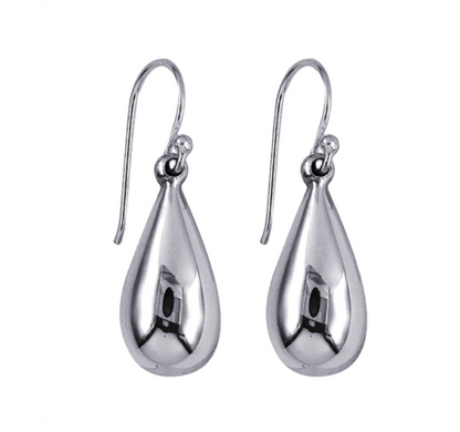 Genuine Sterling Silver 925 Teardrop Tear Drop Hook Plain Earrings