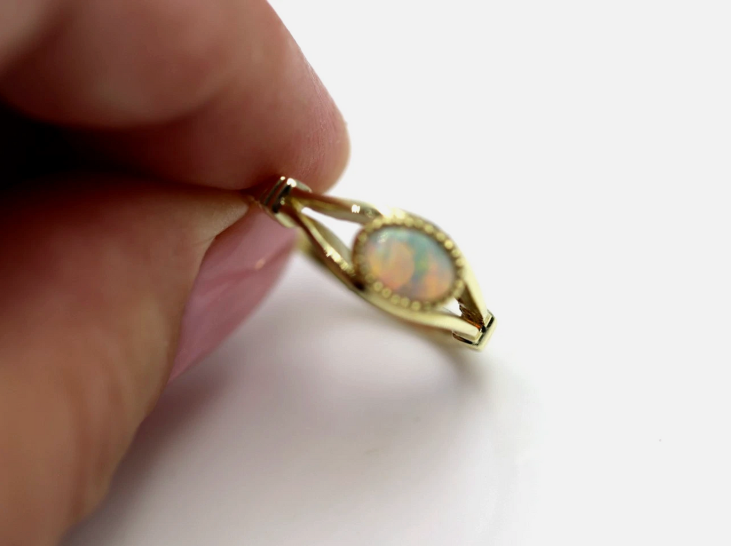 Kaedesigns Size M 14ct 14k 585 Yellow Gold Solid Natural Opal Ring