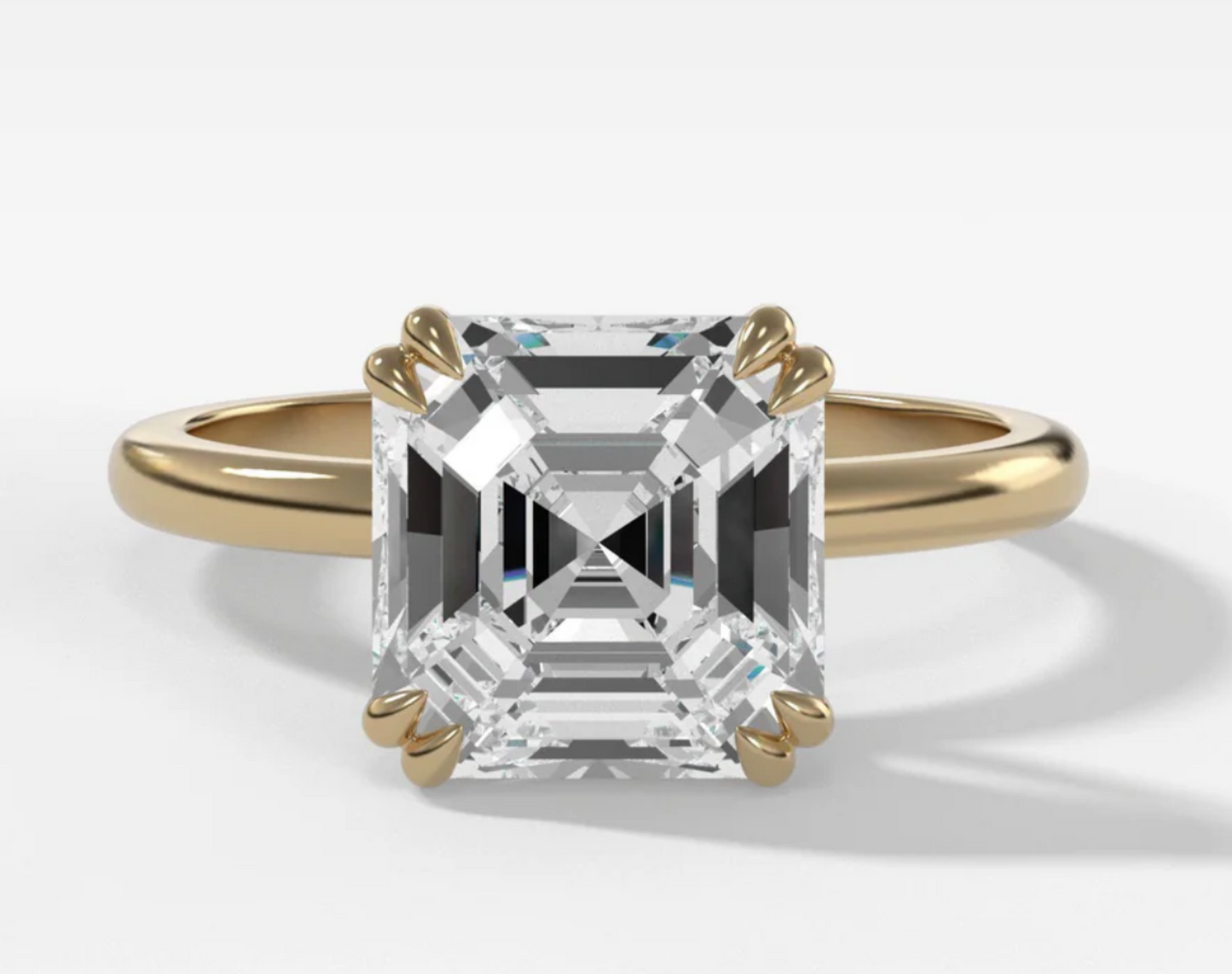 Genuine 18ct Yellow Gold 3.07ct Lab Grown Diamond Asscher Claw Solitaire Engagement Ring