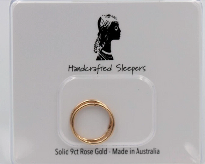 Genuine 9ct Yellow, Rose or White Gold Sleepers Hinged Earrings Plain 12mm