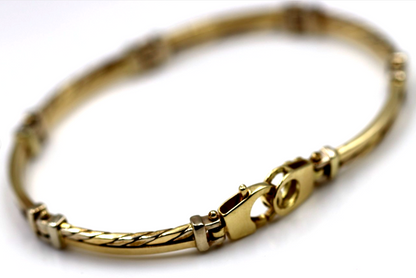 Genuine 14ct 14k 585 Yellow & White Gold 20cm Bracelet 17.32grams