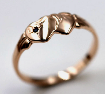 Genuine 9k 9ct Yellow, Rose & White Gold Aust Blue Sapphire Double Heart Signet Ring - Choose your size