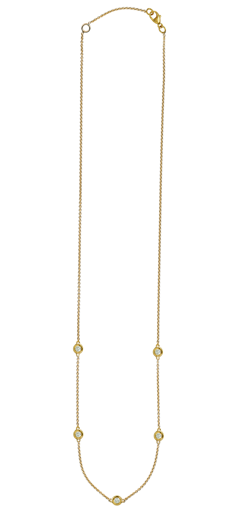 Genuine 9ct 9k 375 Yellow Gold Diamond Bezel Set Chain Necklace 42cm Chain + 3cm