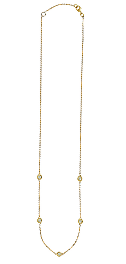 Genuine 9ct 9k 375 Yellow Gold Diamond Bezel Set Chain Necklace 42cm Chain + 3cm