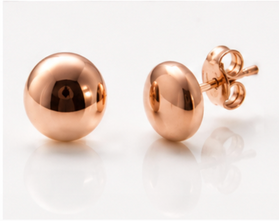 Kaedesigns Genuine 9ct 9k Yellow OR Rose Gold 5mm Flat Stud Ball Earrings