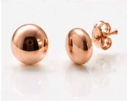 Kaedesigns Genuine 9ct 9k Yellow OR Rose Gold 5mm Flat Stud Ball Earrings