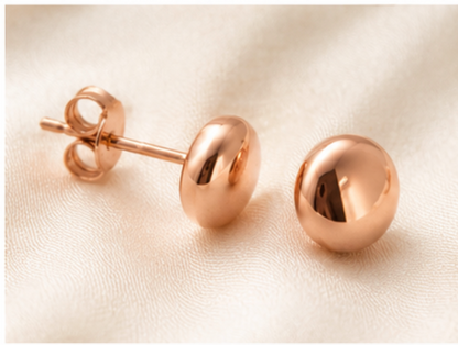 Kaedesigns Genuine 9ct 9k Yellow OR Rose Gold 5mm Flat Stud Ball Earrings