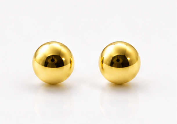 Kaedesigns Genuine 9ct 9k Yellow OR Rose Gold 5mm Flat Stud Ball Earrings