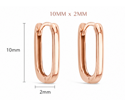 Handmade Genuine 9ct 9K 375 Yellow, Rose or White Gold Paper Clip Huggie 8mm or 10mm Long Earrings